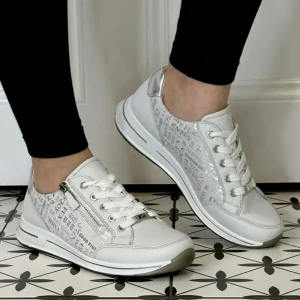 ARA Wide Fit | Casual Shoes*Osaka 2.0 H Fit Leather Trainers 12-24801 NEBBIA WHITE SILVER