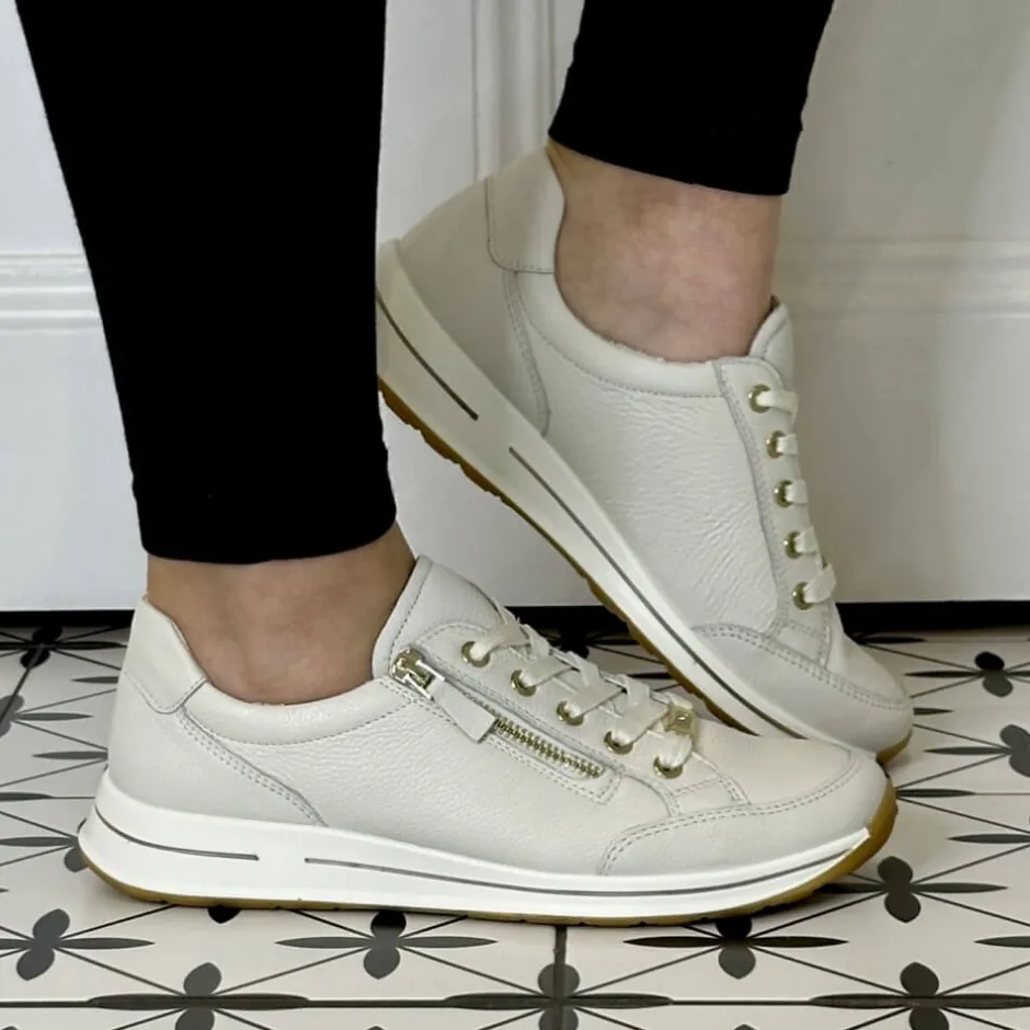ara_osaka__h_fit_leather__2.webp ARA Wide Fit | Casual Shoes*Osaka 2.0 H Fit Leather Trainers 12-24801-CREAM