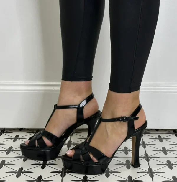 Lodi Sandals | Heels*TARAN Platform Leather Sandals-BLACK