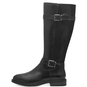 MARCO TOZZI Knee High Boots*2-25520 Leather Knee High Boots-BLACK