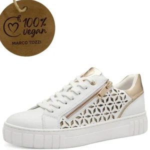 MARCO TOZZI Casual Shoes | Black Trainers*2-23701 Vegan Lace up-WHITE