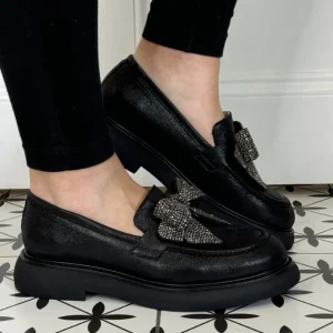 Marian Casual Shoes | Loafers*9106 Diamonte Bow Loafer-BLACK