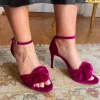 Marian Sandals | Heels*58806 Velvet Sandal-WINE