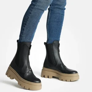 Paul Green Ankle Boots*8030 Centre Zip -BLACK