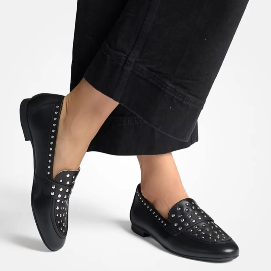 paul_green_leather_loafer_5.webp Paul Green Casual Shoes | Loafers*Leather Loafer with studs 1137-BLACK